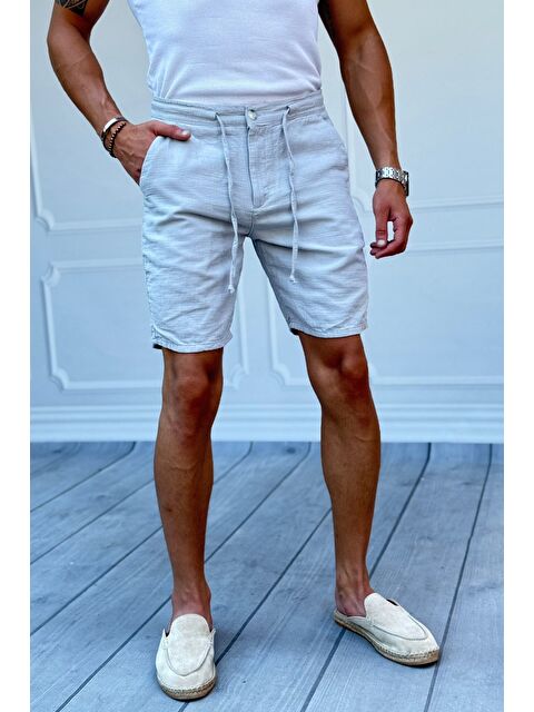 Tarz Cool Erkek Musli Bağcıklı Keten Şort