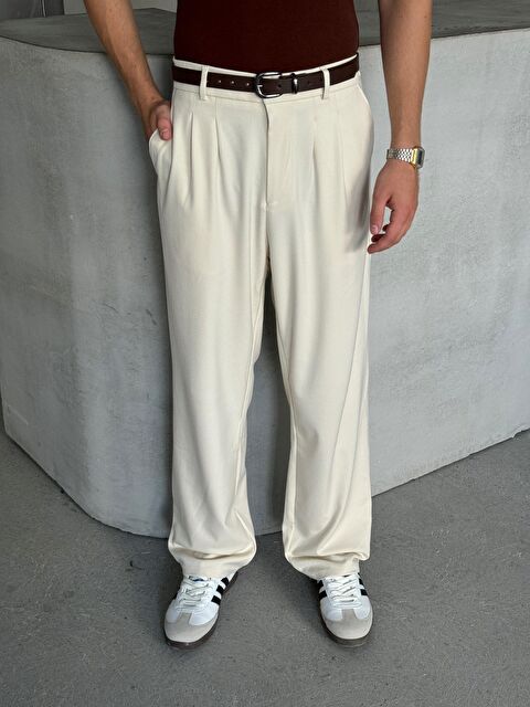 HYMAN Erkek Pileli Baggy Kalıp Kumaş Pantolon - S000516465-19965