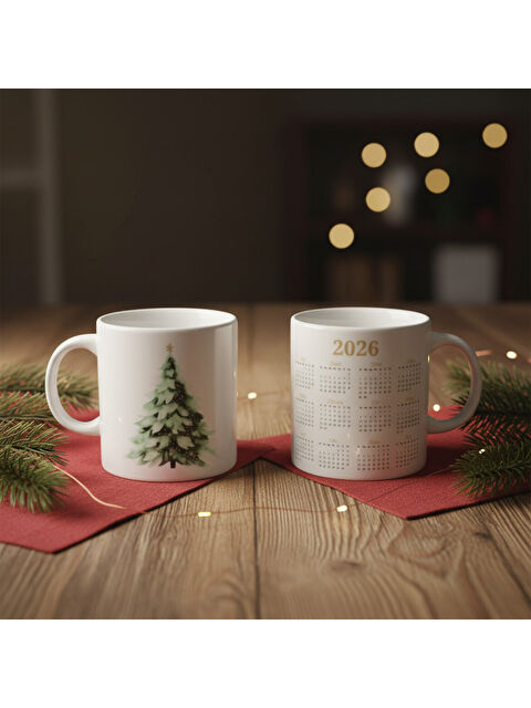 GÜRAL PORSELEN Yılbaşı Ağaçlı ve Takvimli Mug Bardak 6835 - S000486825-37646