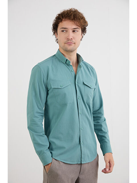 Fullamoda Basic Çift Cepli %100 Pamuk Gömlek - S000408012-1180