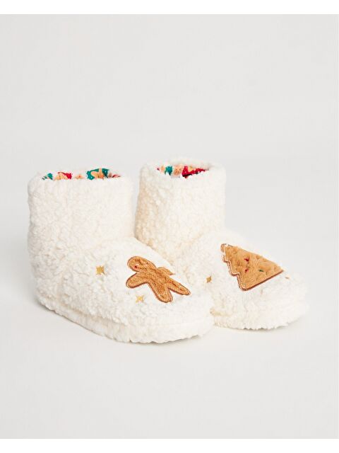 Chirpy Kadın Beyaz Pelüş Temalı Panduf - Cookie - S000461598-20063