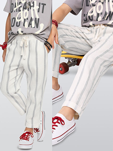 Denokids Çizgili Dokuma Tek Pantolon - S000510792-20600