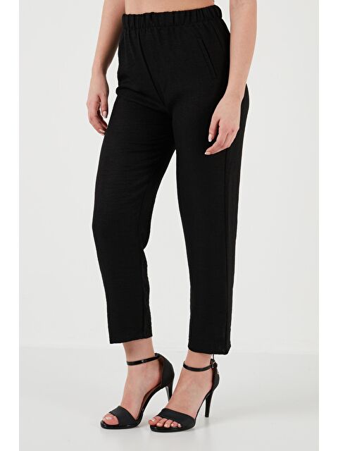 Lela Beli Lastikli Keten Görünümlü Cepli Pantolon 5865797 - S000162630-19351