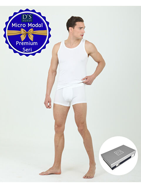 D'S damat 2'li Boxer Atlet Set Micro Modal Kumaş Premium Seri Lüks Kutulu BEYAZ - S000532245-20063