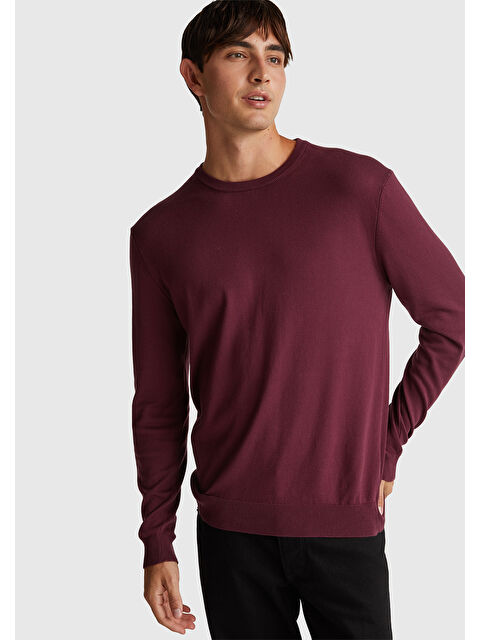 United Colors Of Benetton Erkek Mürdüm %100 Pamuk Bisiklet YakaKazak - S000434593-20036