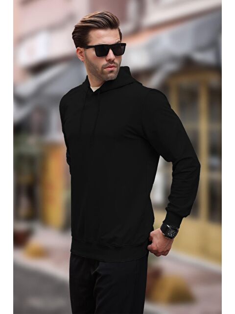 Madmext Siyah Kapüşonlu Erkek Sweatshirt 7069 - S000424240-19351
