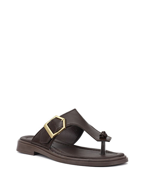 GÖNDERİ(R) Kadın KAHVERENGİ Parmak Arası Tokalı Günlük Terlik - S000529375-19413