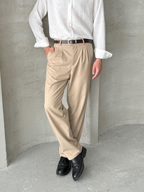 HYMAN Erkek Pileli Baggy Kalıp Kumaş Pantolon - S000516465-17365