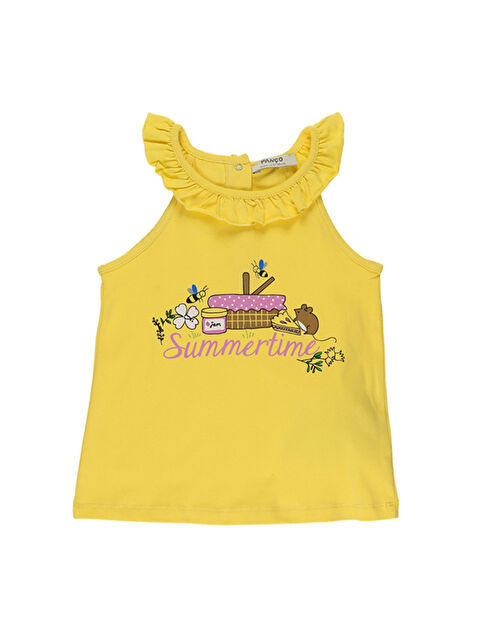 Panço Kız Bebek Baskı Detaylı Sarı Atlet - S000523626-20072