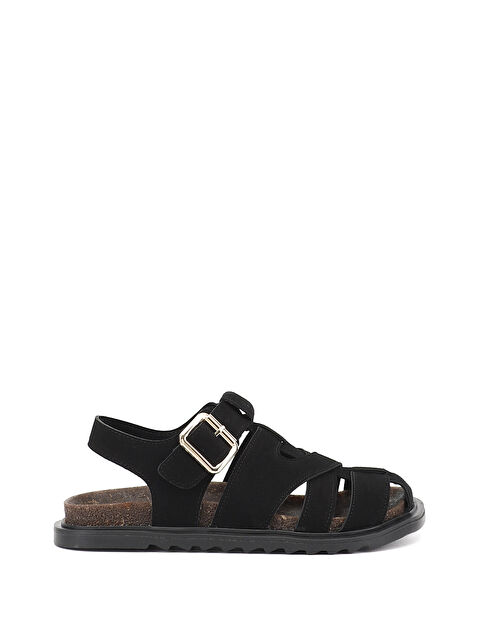 GÖNDERİ(R) Kadın SİYAH MELANJ Tokalı Bantlı Burnu Kapalı Sandalet - S000530629-15542