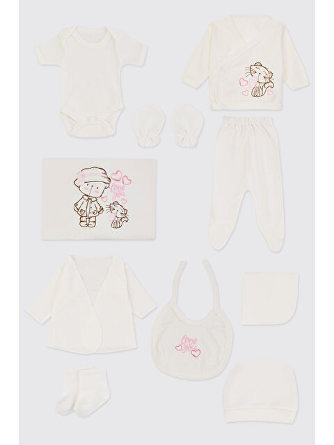 Panço Yenidoğan Kedi Detaylı Ekru 10'lu Hastane Çıkış Seti - S000525890-19965