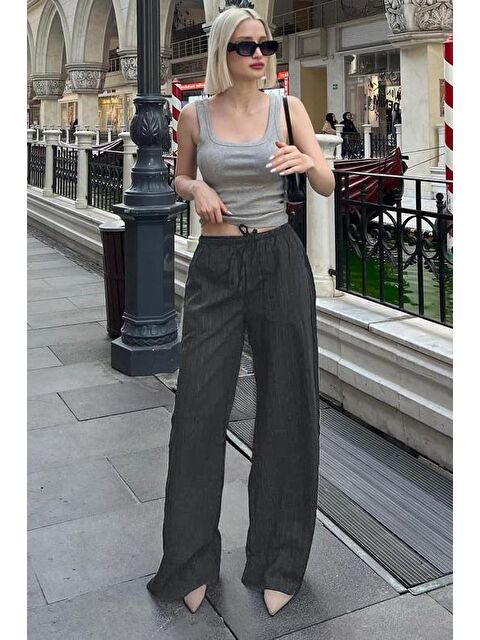 Madmext Füme Cepli Bol Paça Kadın Pantolon Mg1882 - S000056706-33408