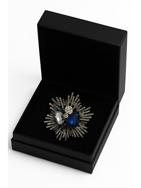 New Obsessions Gece Tılsımı 3 Taşlı Antik Gümüş Broş Yaka İğnesi - S000485749-18105