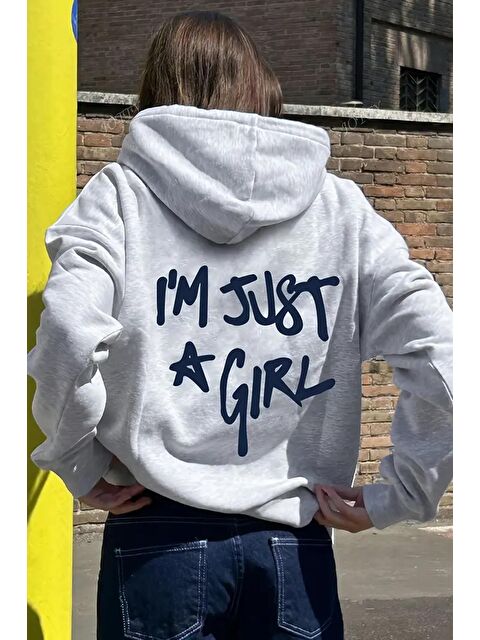 Oksit Just A Girls Sırt Baskılı İçi Pamuklu Unisex Kadın Sweatshirt - S000428067-20600