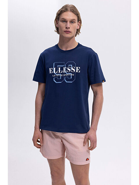 Ellesse Baskılı Pamuklu Regular Fit Bisiklet Yaka T Shirt EM455-NV