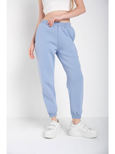 Trendseninle Kadın Bebe Mavisi Lastik Paçalı Eşofman Altı - S000112662-3642