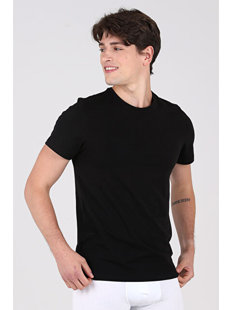 D'S damat North Ice Black Serisi Bisiklet Yaka T-shirt SİYAH