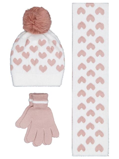 Civil Girls 2-5 Yaş Atkı Bere Eldiven Set - Beyaz Standart - S000488025-20063