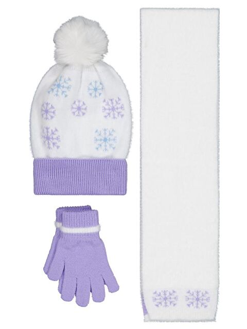 Civil Girls 2-5 Yaş Atkı Bere Eldiven Set - Beyaz Standart - S000488026-37233