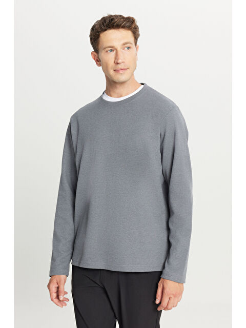 AC&Co / Altınyıldız Classics Erkek Gri Pamuklu Standart Fit Normal Kesim Bisiklet Yaka Sweatshirt - S000422932-20600