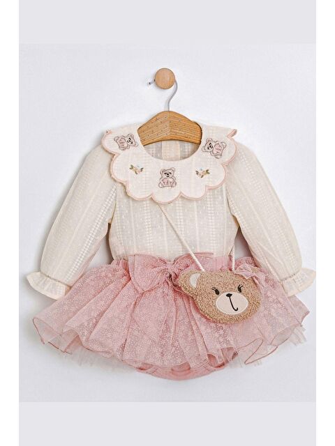 Cantoy Kız Bebek Dantel Detaylı Ayıcık Figürlü 3'Lü Takımı - S000502516-7152