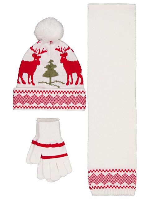 Civil Girls 6-9 Yaş Atkı Bere Eldiven Set - Ekru Standart - S000488036-19965