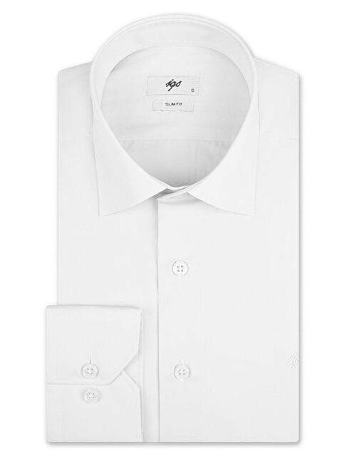 igs Beyaz Slim Fit Dar Kalıp Klasik Yaka Düz Uzun Kollu Cepsiz Pamuklu Gömlek - S000490103-20063