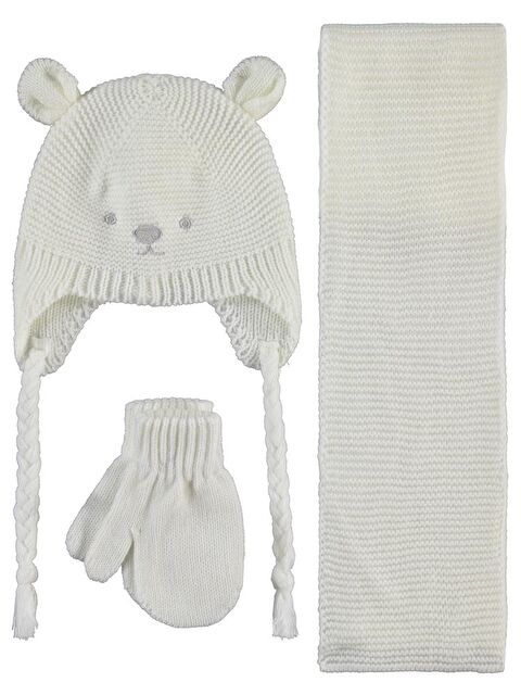 Civil Baby 6-18 Ay Atkı Bere Eldiven Set - Ekru Standart - S000488040-19965