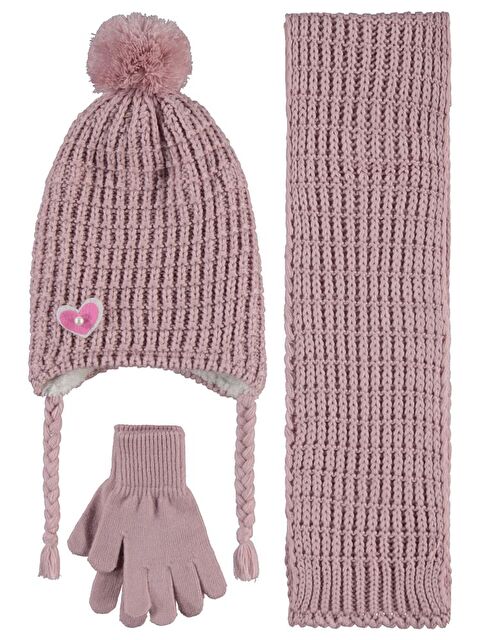 Civil Girls 2-5 Yaş Atkı Bere Eldiven Set - Pembe Standart - S000488041-20028