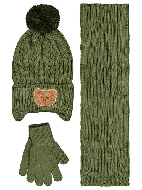 Civil Baby 6-18 Ay Atkı Bere Eldiven Set - Yeşil Standart - S000488033-18194