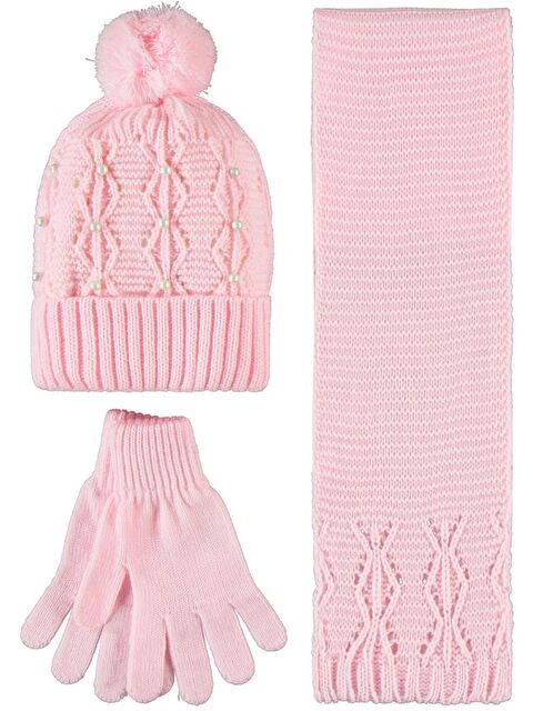 Civil Girls Garson 10-13 Yaş Atkı Bere Eldiven Set - Pembe Standart - S000488042-20024