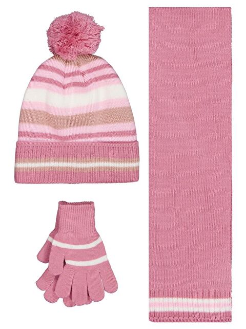 Civil Girls Garson 10-13 Yaş Atkı Bere Eldiven Set - Lila Standart - S000488045-17878