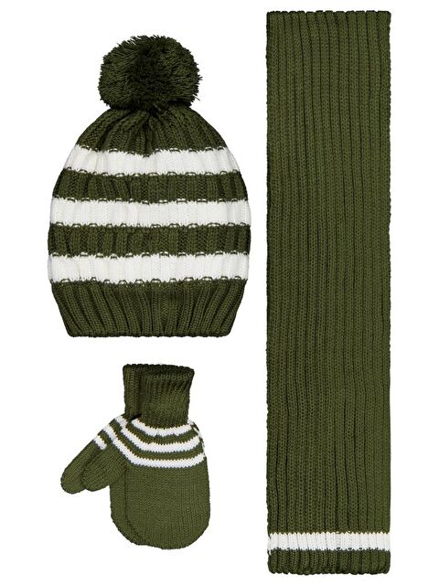 Civil Baby 6-18 Ay Atkı Bere Eldiven Set - Yeşil Standart - S000488039-18194