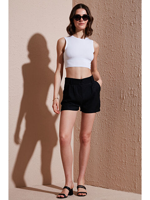 Lela Kırçıllı Regular Fit Cepli Kısa Kadın Şort 5866201 - S000355455-19351