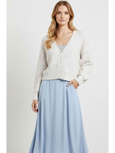 Bigdart Kadın Crop Triko Hırka 15955 - Ekru - S000492867-19965