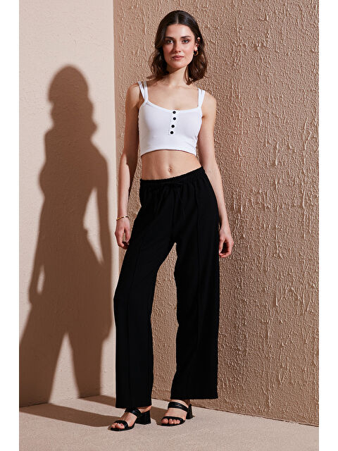 Lela Eşofman Çimalı Regular Fit Normal Bel Geniş Paça Kadın Eşofman Altı 5866260 - S000363924-19351