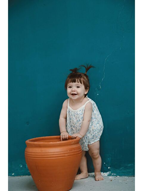 Oh La La Koala For Little Ones Mavi Çiçek Baskılı Bebek İp Askılı Tulum - S000522524-17234