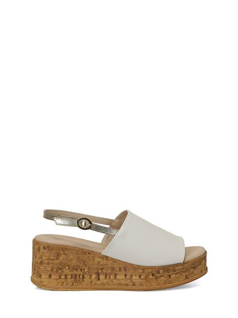 Butigo 26S-381 Beyaz Kadın Dolgu Topuk Sandalet