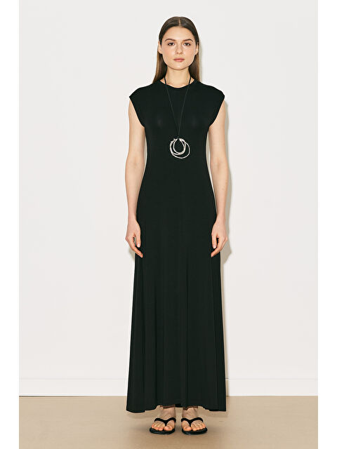 Manuka Easy Rahat Uzun Elbise Siyah