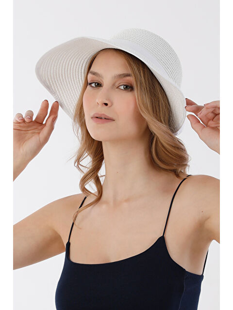 Fullamoda Kurdeleli Cırtcırtlı Hasır Şapka - S000396874-20063