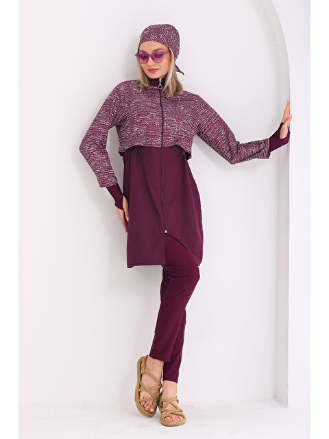 Remsa Tam Kapalı Tesettür Mayo Pera 2322 Nokta Mor - S000392992-20040