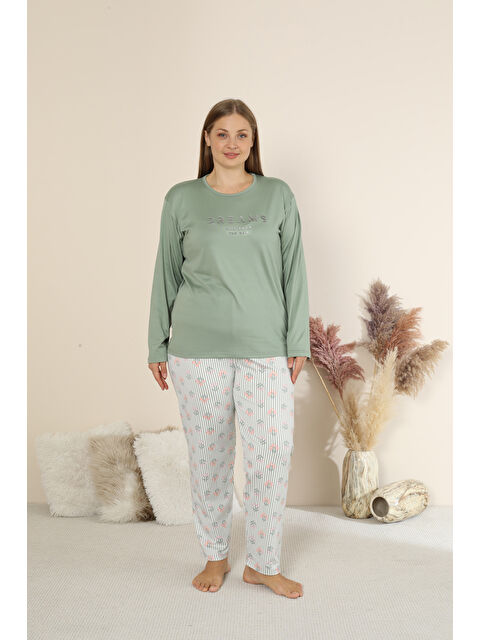 SEBOTEKS Sandy Soft Termal Kumaş Büyük Beden Kışlık Kadın Pijama Takımı 8050 - S000452499-14939