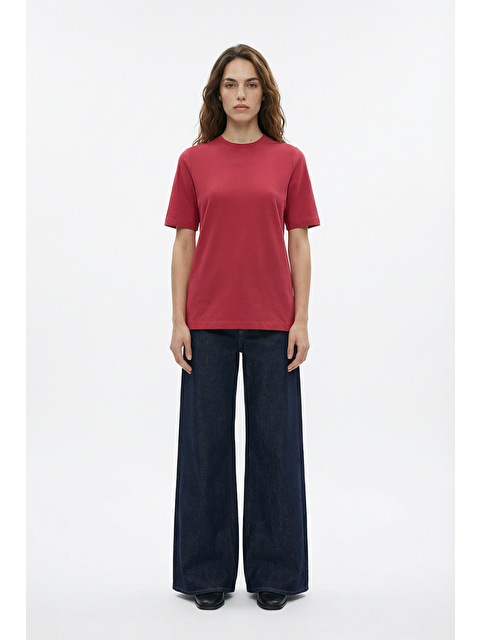 ALLDAY Bordo-Bisiklet Yaka Modal T-Shirt - S000525896-19951