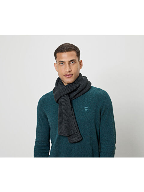 Tchibo Erkek Örgü Atkı, Kırçıllı Koyu Gri - S000498900-20600