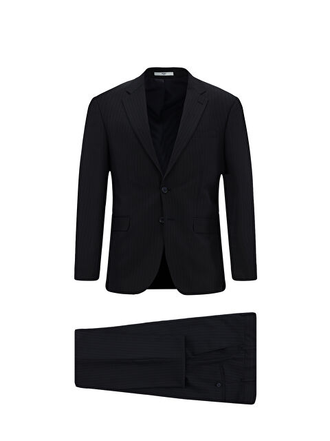 Kiğılı 8 Drop Muscle Fit Uzun Atletik Kesim Mono Yaka Yünlü Çizgili Takım Elbise - S000494060-29672