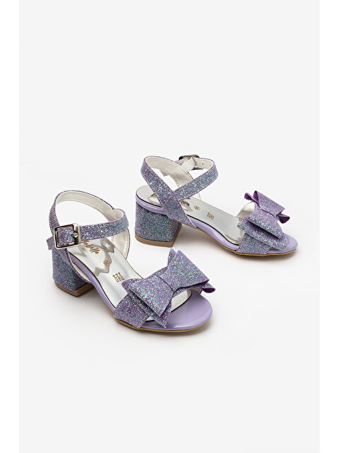 Le Mabelle Lila Bilekten Bağlamalı Fiyonklu Kız Çocuk Topuklu Ayakkabı