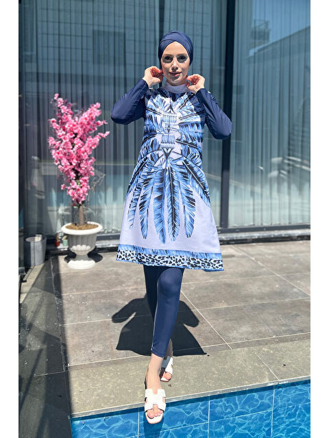 Remsa Mayo Tasarım Tam Kapalı Tesettür Mayo 900-301 Maldiv Mavi - S000392998-17234