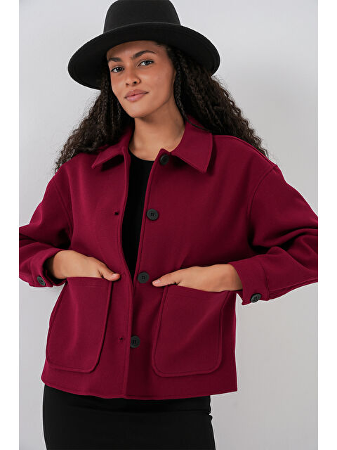 Bigdart 0713 Kadın Kaşe Ceket - Bordo - S000313227-19951