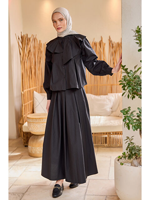 Locco Moda Kadın Etekli Poplin Takım Siyah - S000362032-19351