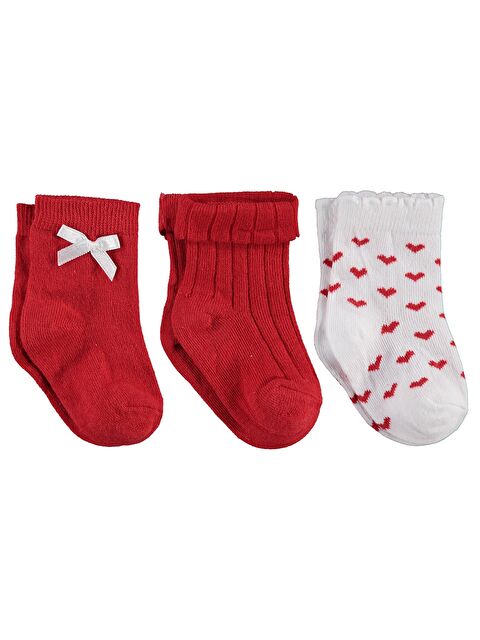 Civil Baby Fiyonk Aksesuarlı 3'lü 6- Bebek Kız Çorap Set - Standart